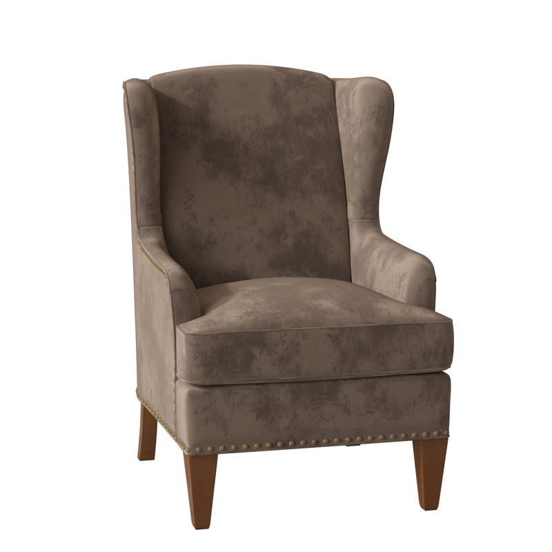 Fauteuil à oreilles Goyito, Aberdeen 22 - velours bleu, Pécan, Oui