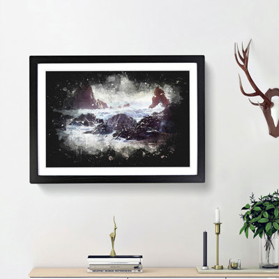 Ocean Crashing Against Rocks - Picture Frame Graphic Art Print