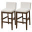Tabouret de bar en bois massif avec dossier en lin-413452494