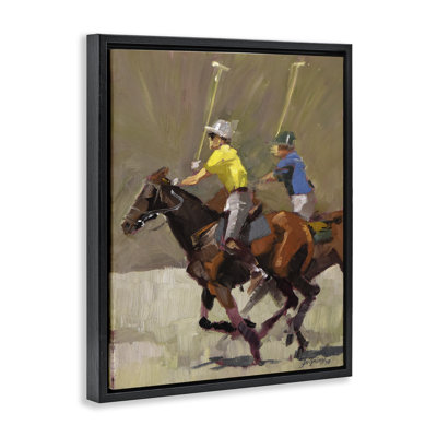 Art mural encadré flottant "Polo Player Athletes" par Jeri Ireland