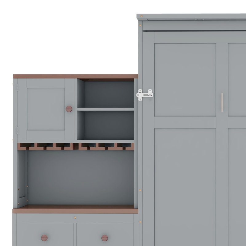 Lit escamotable avec armoire de rangement Murphy, Gris