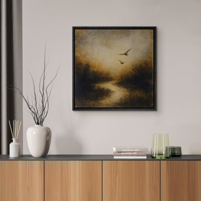 Reproduction d'art sur toile encadrée - paysage abstrait rétro pour décor de salon moderne à la ferme