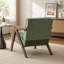 Chaise d'appoint Mid-Century moderne avec structure en bois et revêtement en lin doux-1516836360
