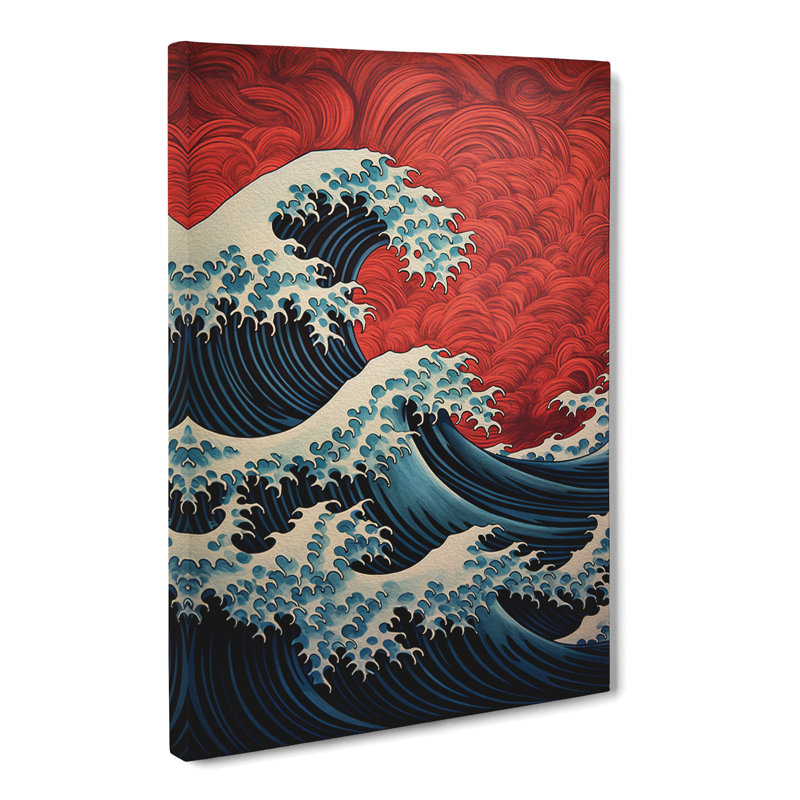Wave Japanese Geometric Art No.2 - Wrapped Canvas, 76cm H x 50cm W x 3cm D