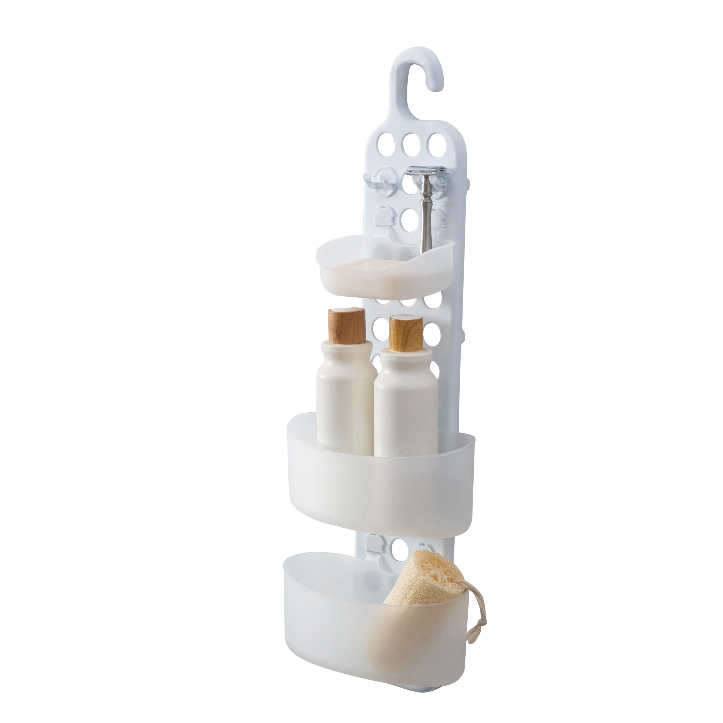 Evideco Hanging White Shower Caddy Organizer Plastic Basket