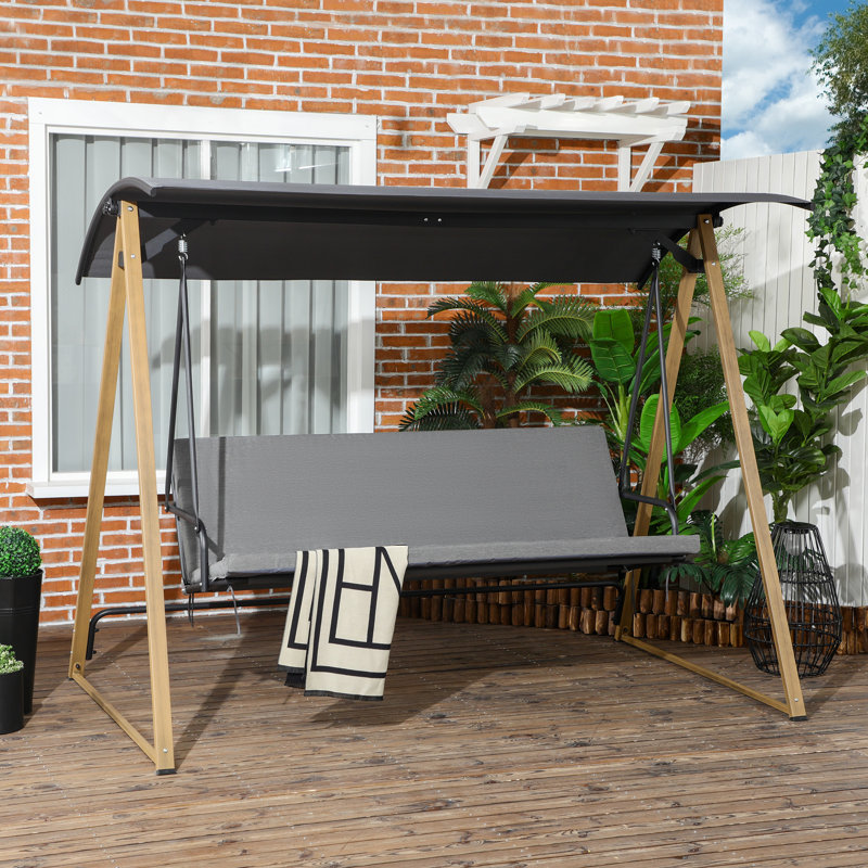 Anuva 3 Seater Garden Swing Bench with Adjustable Canopy and Cushioned Seat