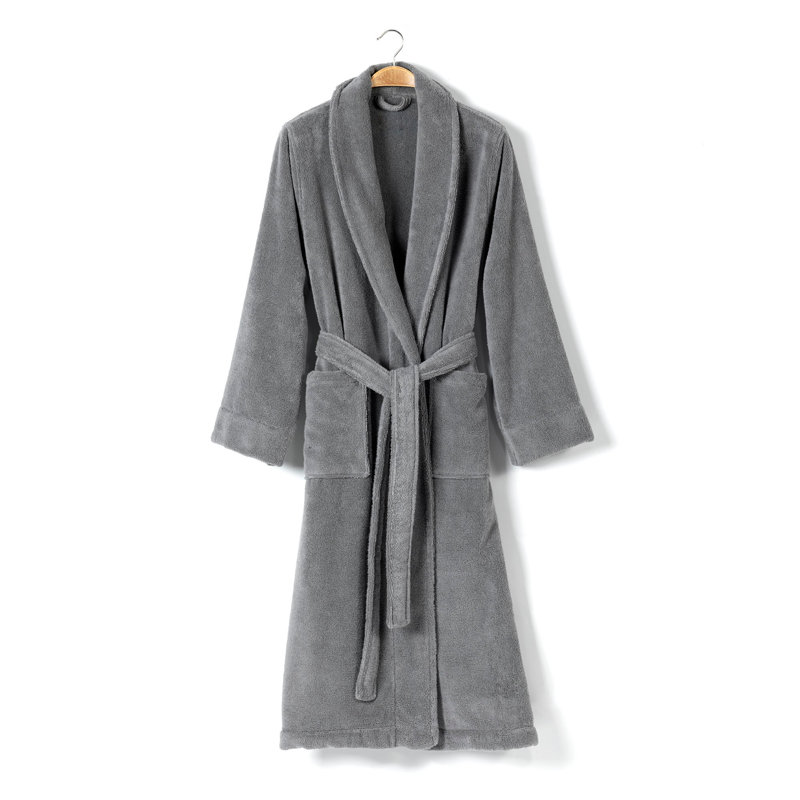 Peignoir mi-mollet unisexe avec poches Boff, Gris foncé, M