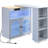 Grey Kitchen Island With Led Lights, Power Outlets, 2 Fluted Glass Doors, Storage Compartment & Easy Movement, Modern Lighting, Sockets-2103500856