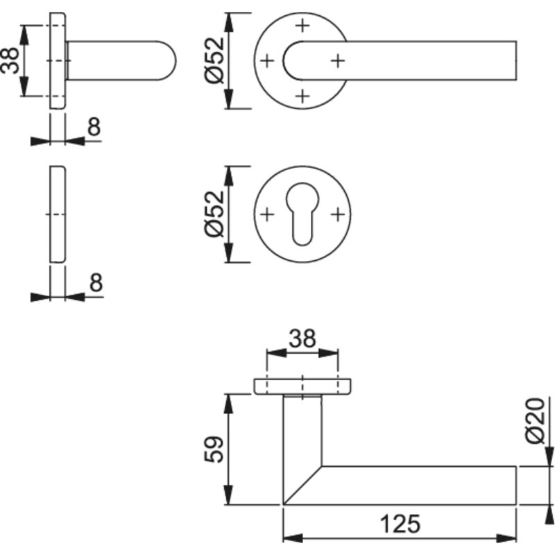Keyed Right Hand Door Handle, Copper Satin