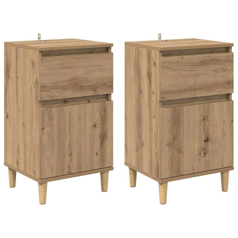 40cm W Manufactured Wood Bedside Table, Artisan Oak