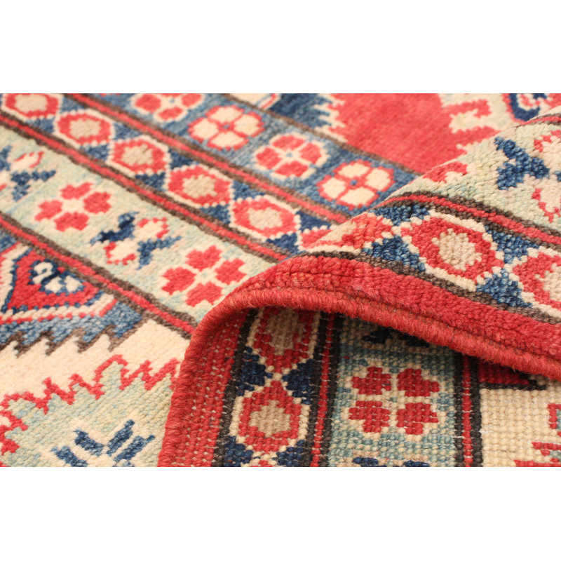 Tapis unique en laine noué à la main rouge Gazni des années 2010 de 8 pi 10 po x 11 pi 11 po Qaiden