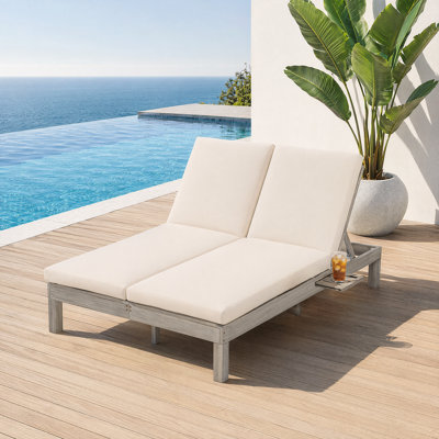 Méridienne double inclinable à 5 positions avec tables d'appoint pliantes - Idéal pour le jardin et la détente en plein air