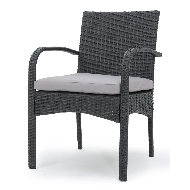 Chaise de patio avec coussin, Gris, 2