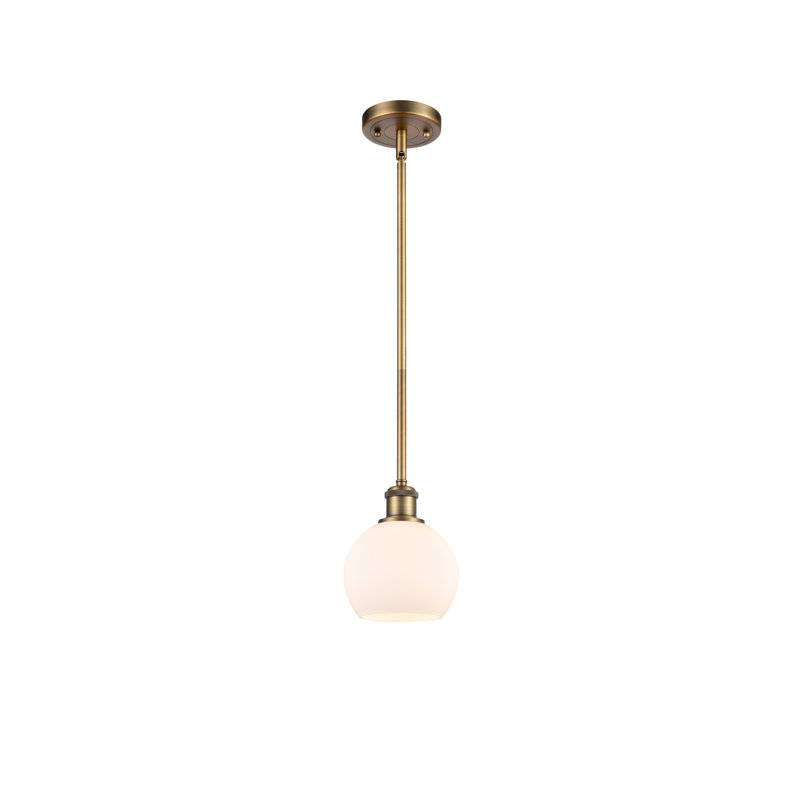 Luminaire suspendu sphère 1 lumière Cindi, Blanc, H 7,88 po x l 6 po x P 6 po, Laiton brossé