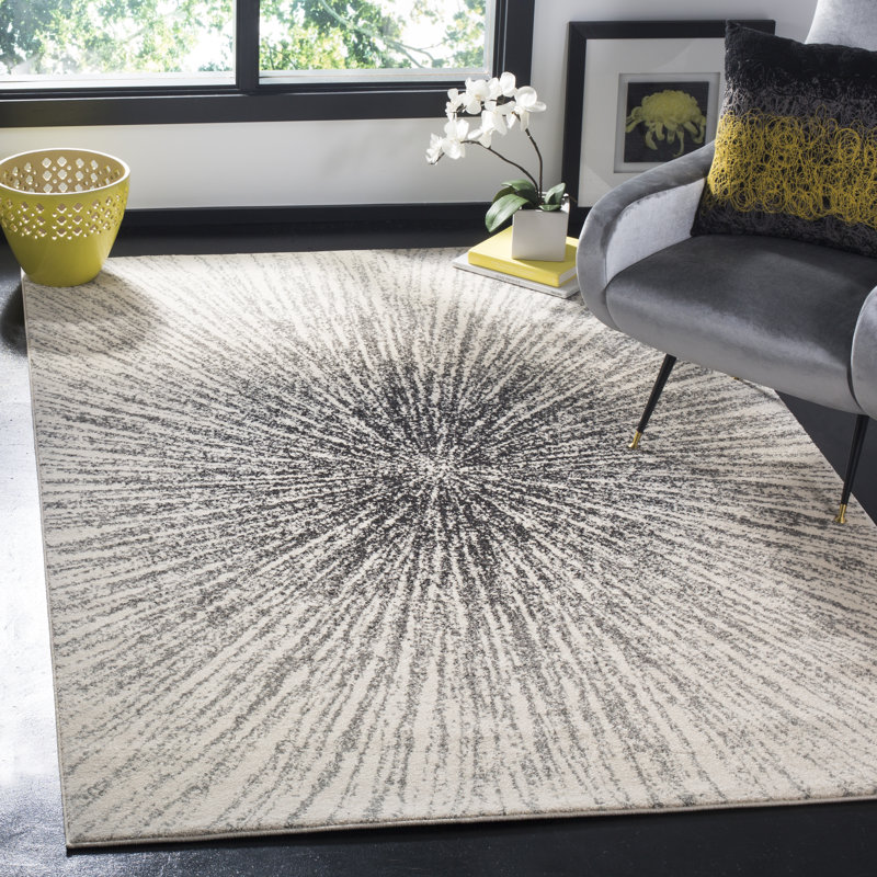 Manassas Transitional Rug, Round 122 cm, Black/Ivory