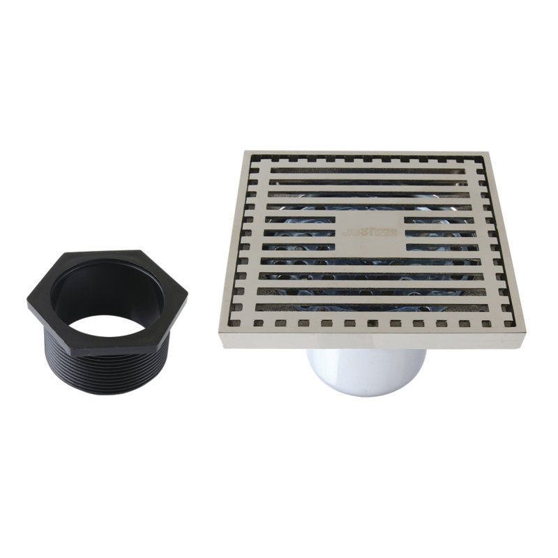 Kingston Brass Watercourse 4-Inch Square Shower Drain, Polished Nickel