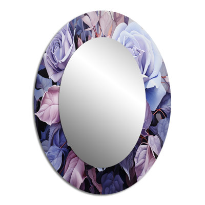 Twist Lavender Rose I - Miroir décoratif ovale abstrait sur métal