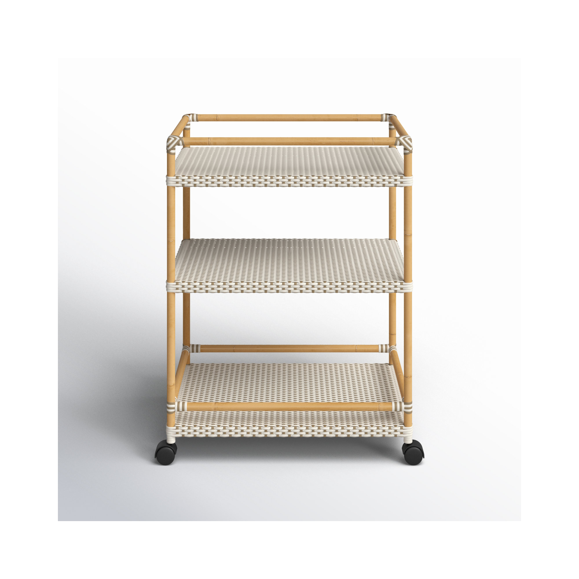 Ellie Bar Cart with Metal Outer Material, Beige/White