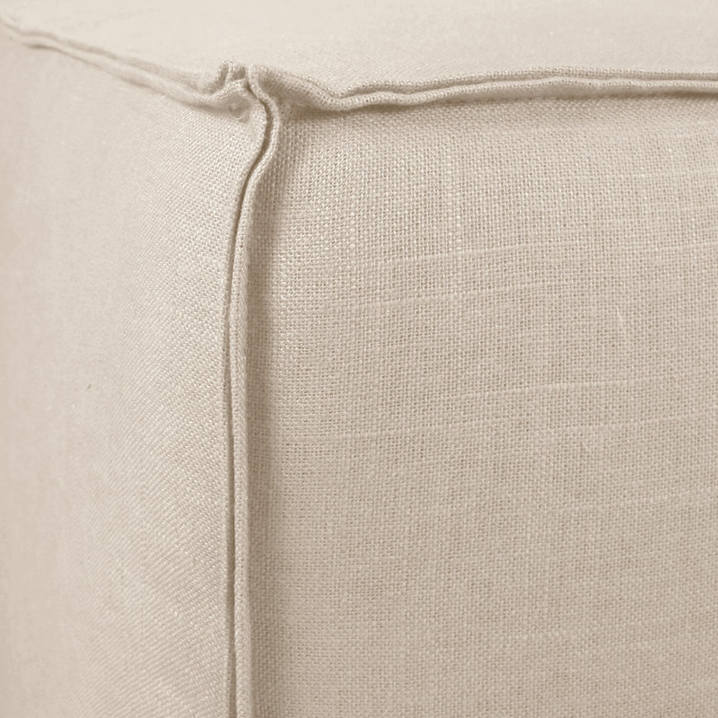 Cohle 19'' Wide Square Cube Ottoman, Classic Talc Linen
