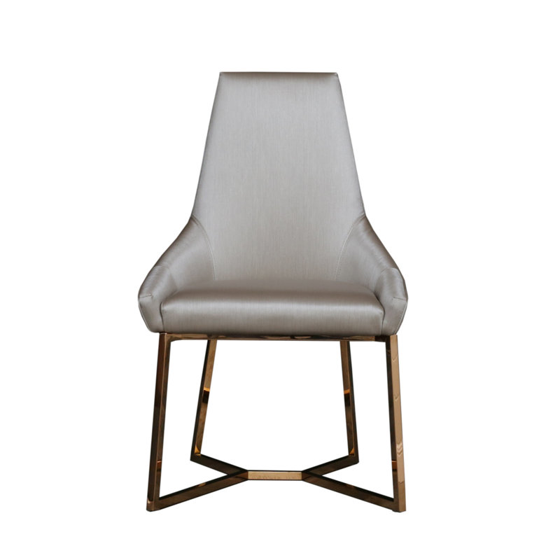 Chaise de salle à manger rembourrée Mchone, Noir, Or