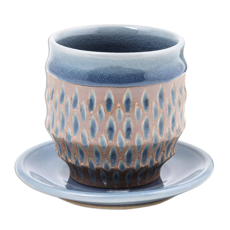 Tasse et soucoupe en céramique Blue Falls Celadon