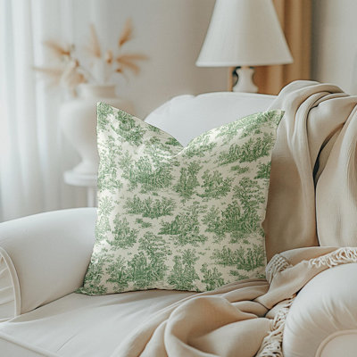 Fir Green Pastorale Toile Pillow Cover