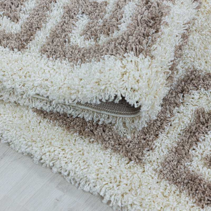 Crelake Shaggy Beige Rug, Round 200cm
