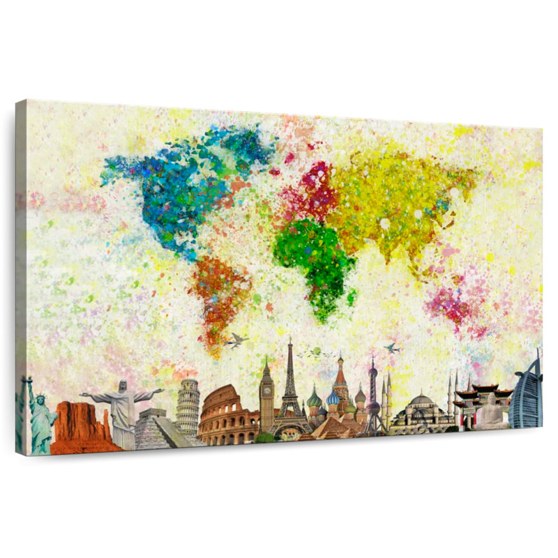 Aliaz Paint Splash World Map, 24" H x 36" W