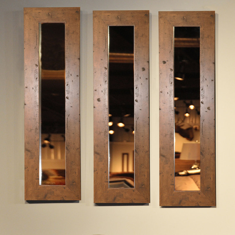 Trujillo Flat Wall Mirror, 25.5" H x 9.5" W, Light walnut