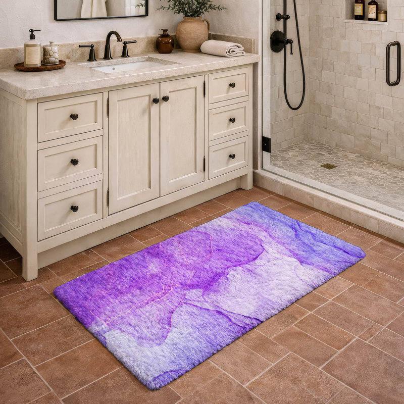 Tapis de qualité supérieure lavable à la machine à poils longs ADS507, Mauve, 1 pi 8 po x 2 pi 6 po