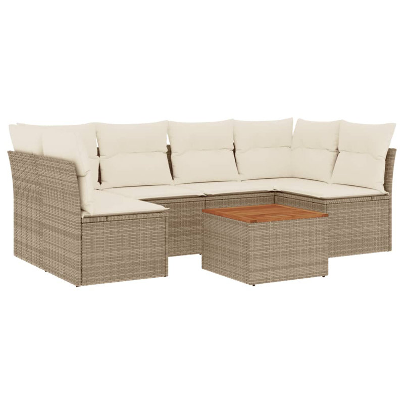 Ensemble de canapé de jardin Vidaxl beige PE rotin grand matériaux résistants aux UV