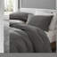 Ensemble de literie confortable en coton gaufré, taille double / grand, gris anthracite, confort toutes saisons