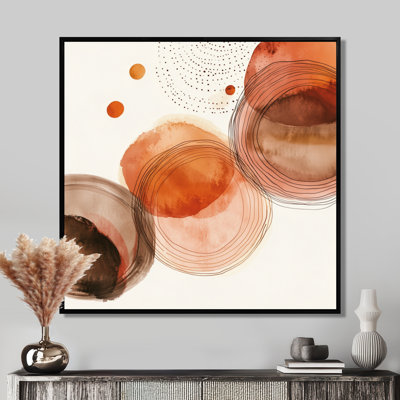 Art mural abstrait terre cuite, impulsion boho terre cuite, décor de toile bohème
