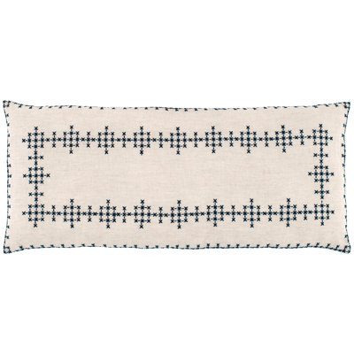 Coussin décoratif en lin point de croix bleu marine