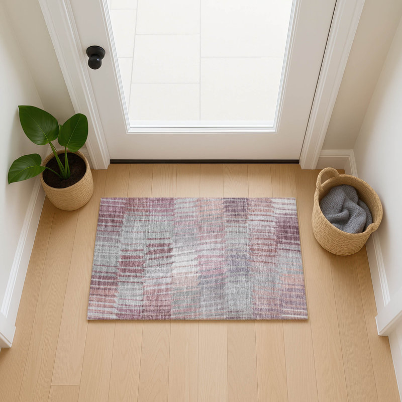 Machine Washable Indoor/Outdoor Huseby ACN2271 Stripes Rug, Rectangle 1'8" x 2'6"