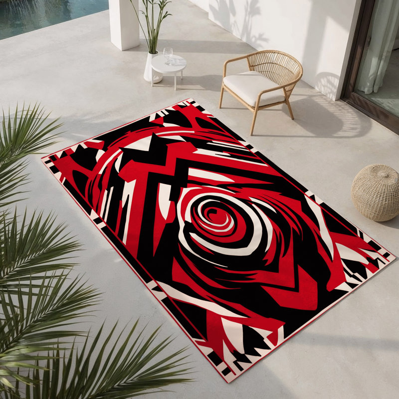 Scarlet Abyss Indoor And Outdoor Area Rug, Rectangle 4' x 6'