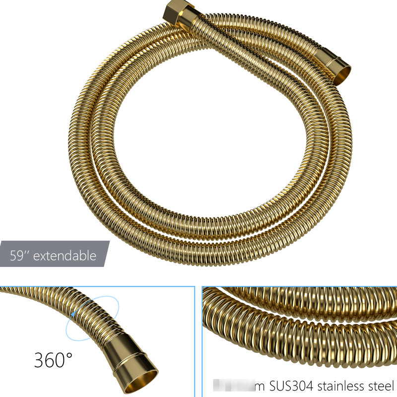 Gold Shower Head Kit - 16 Inch Ceiling Mount Square Dual With Control Valve And Hose Mounted Adjustable Holder