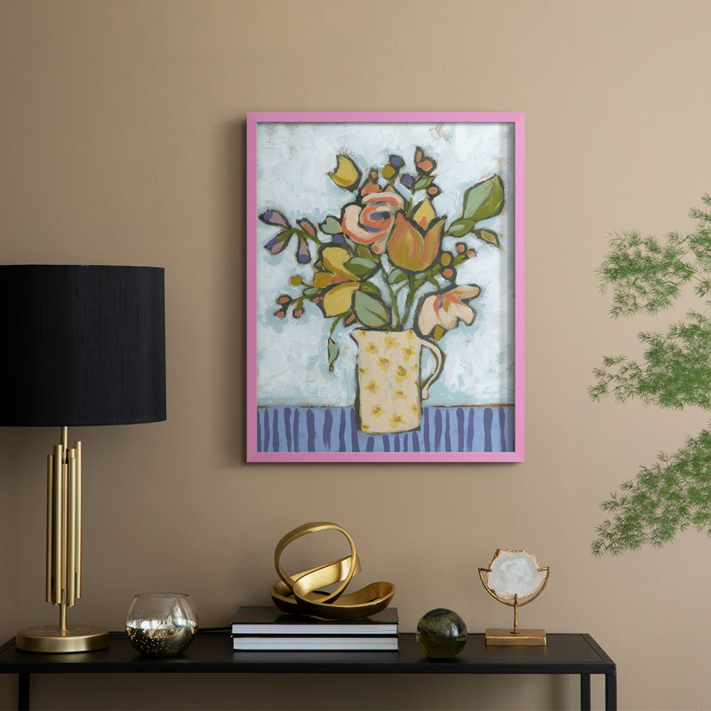 «Candy Color Bouquet I», reproduction encadrée - bois massif, Rose, H 15 po x l 12 po