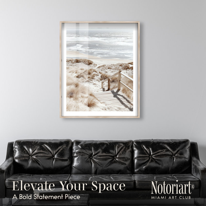 «Coastal Path II Shadowbox», art mural Coastal par Notoriart, cadre en chêne naturel, 36 x 45, H 46 po x l 37 po