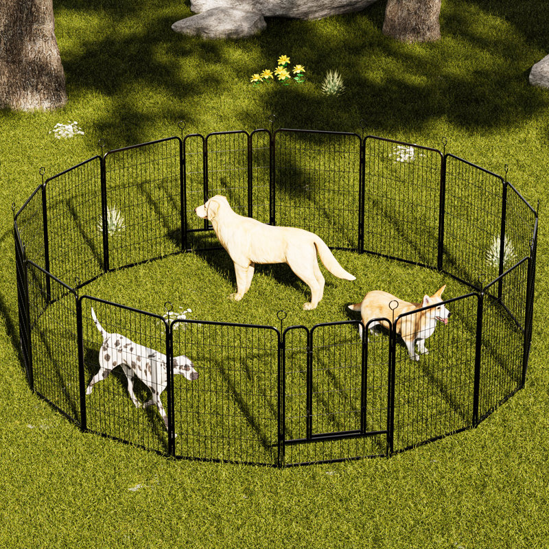 Parc pour chien robuste en métal avec 16 panneaux, résistant à la rouille et extensible pour une utilisation intérieure et extérieure