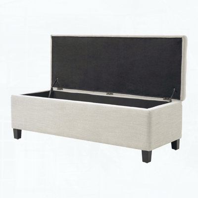 Upholstered Storage Ottoman Bench with Flip-Top Seat, 51" Entryway Bench or Footrest