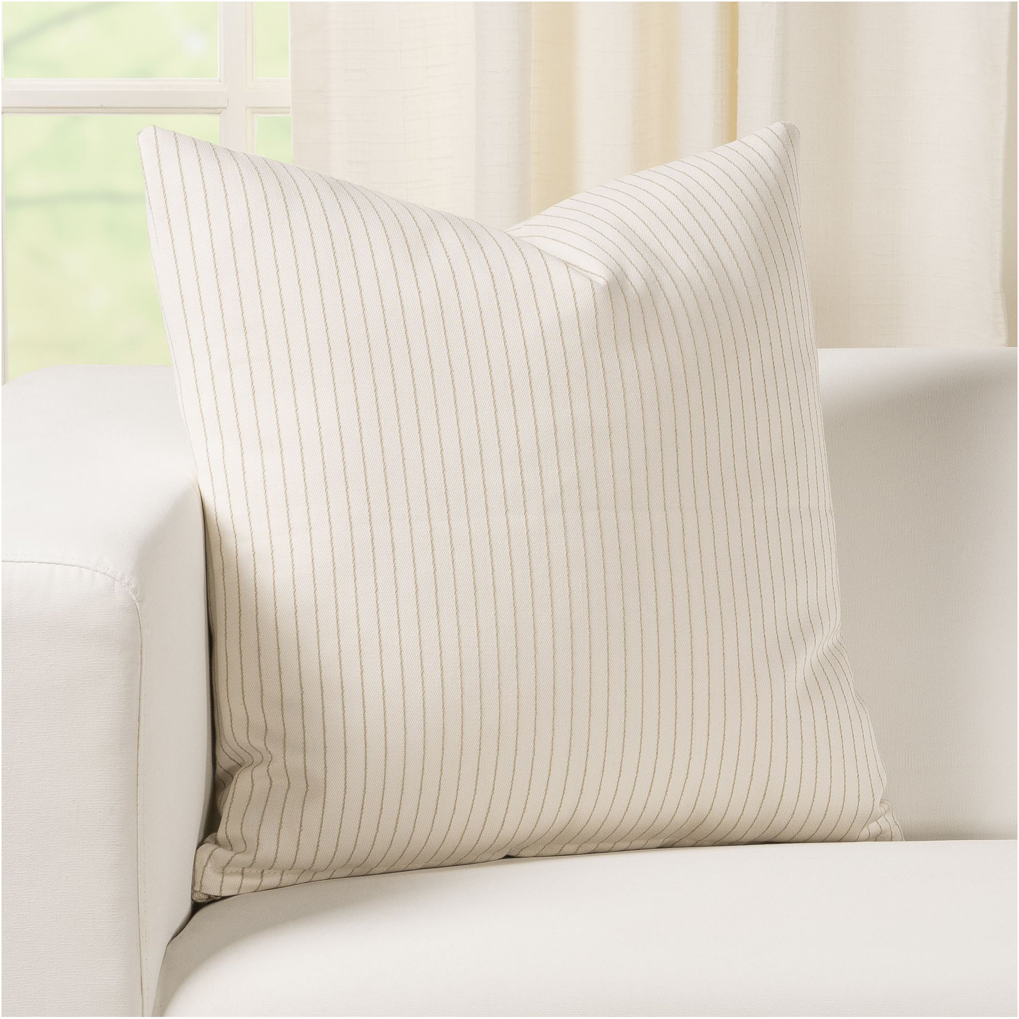 Hadwyn Geometric Cotton Throw Pillow, Fawn, Square 20", Feather