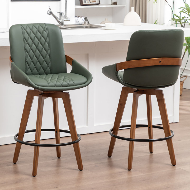 Modern Swivel Bar Stool, Counter Stool (66.8cm Seat Height), Green