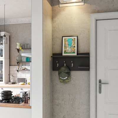 2 Piece Floating Shelf with Hooks