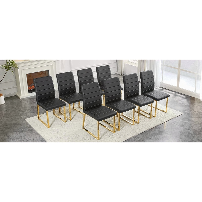 Ensemble de 8 chaises robustes: coussin de 2,1 po d'épaisseur, structure en fer, pour la maison ou le bureau. Couleurs classiques, valeur