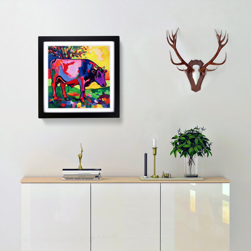 Cow Fauvism - Framed Print, Black