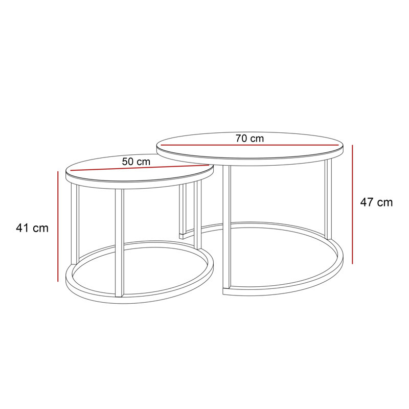 Perryton Frame 2 Piece Coffee Table, White