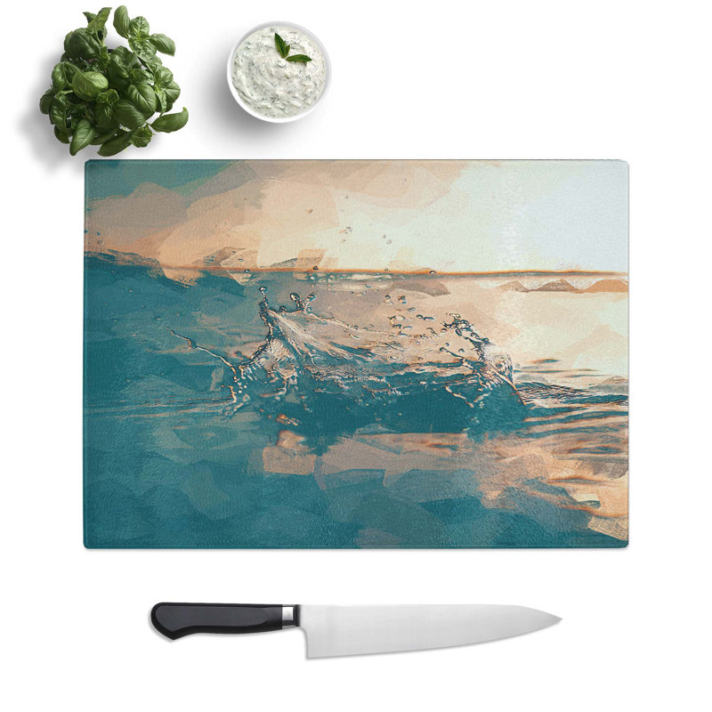 Glass Make A Splash in Abstract Chopping Board, 39 cm W x 28.5 cm L