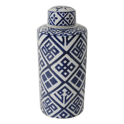 D6.3X13.8 "Bocal cylindrique bleu et blanc Valora