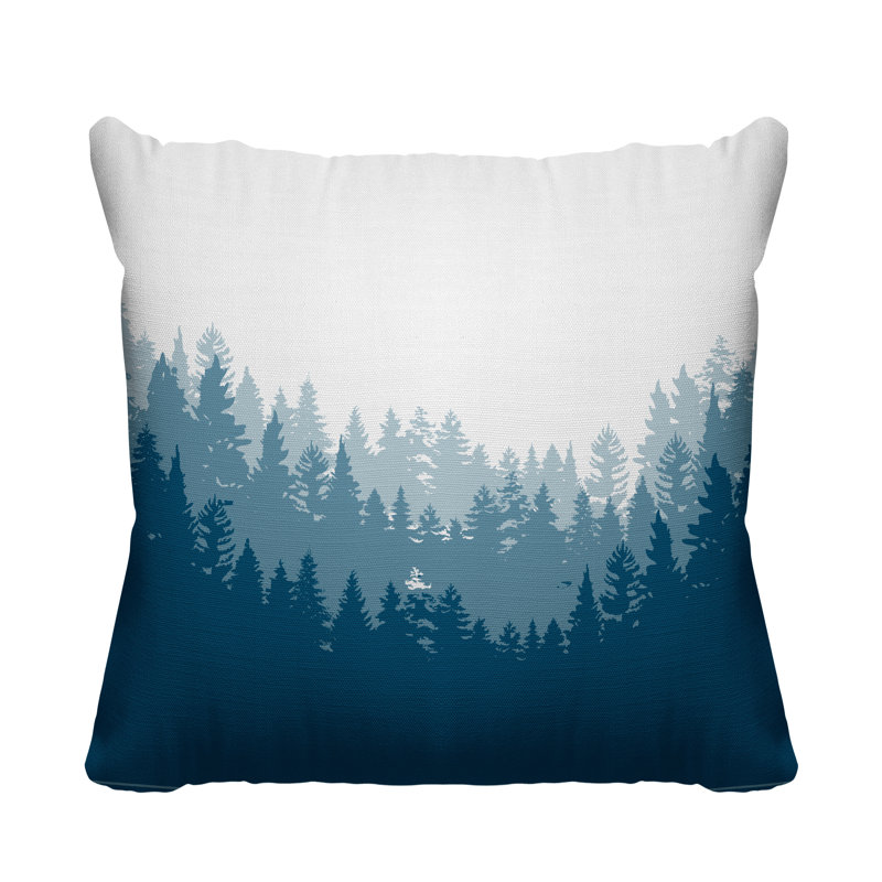 Coussin intérieur / extérieur Pine Trees Cabin, Turquoise, 17 po x 17 po, Carré